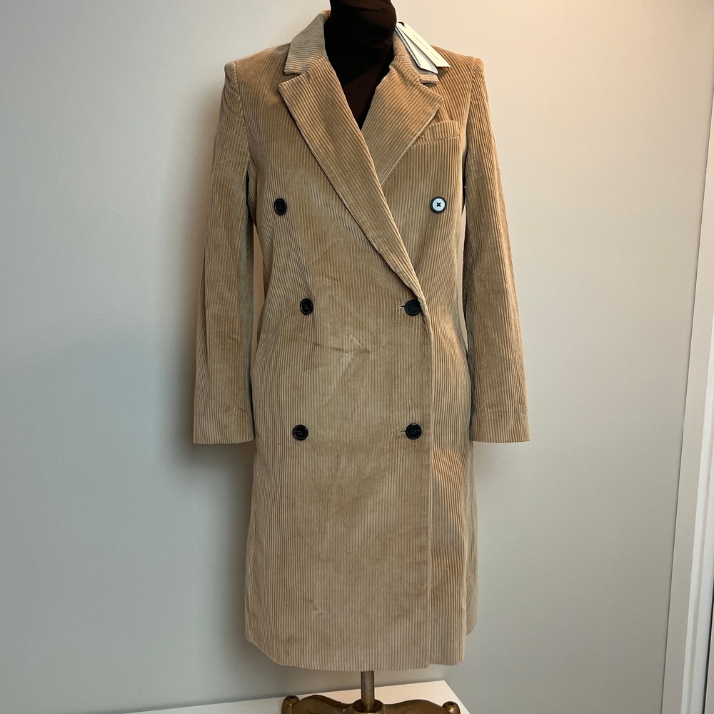 Aritzia Babaton Dahl Coat Womens XS Butterscotch Corduroy Double Breasted NWT